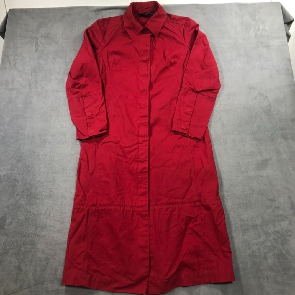 Vintage Y2K Gap Trench Coat Womens Small Red Canvas Jacket Carmen Sandiego Y2K